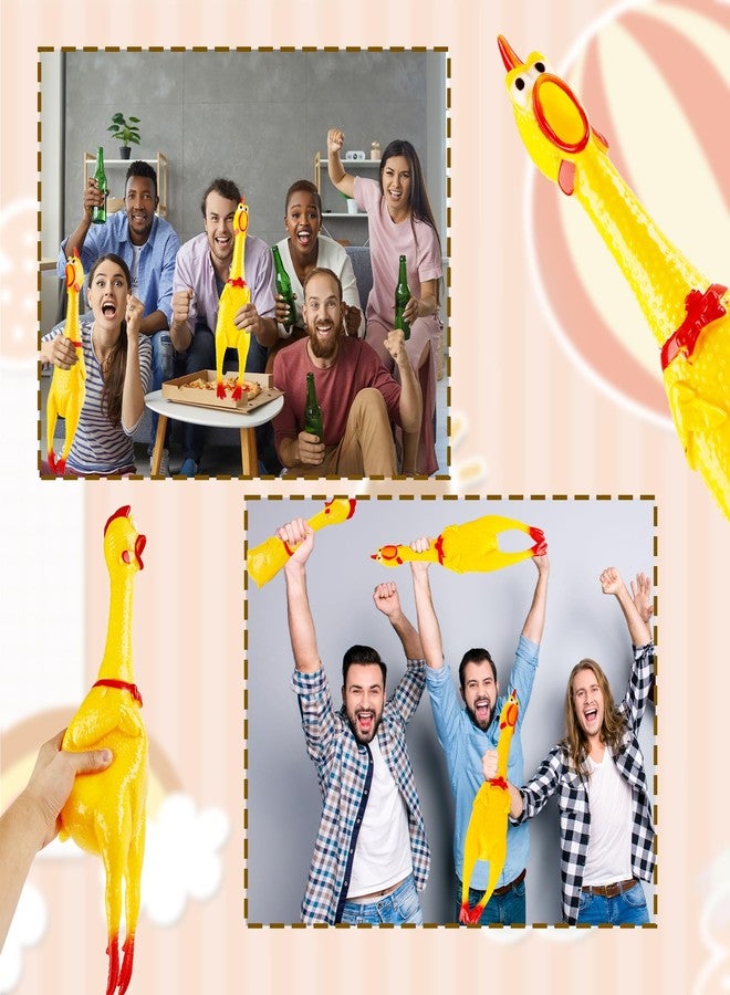 Plukeen 4 Pack 22 Inch Crazy Huge Squeeze Screaming Rubber Chicken Yellow Squawking Chicken Rubber Squeaky Chick Toy for Kids Adults Dogs Pets Prank Novelty Toy - Image 4